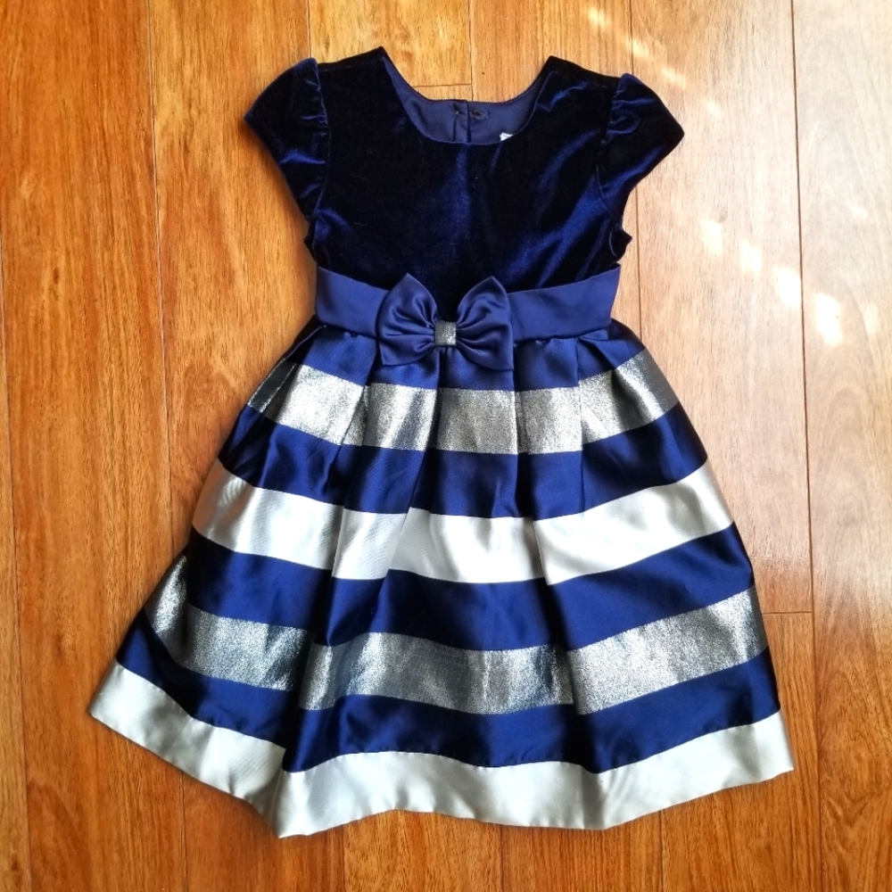 Jona Michelle Dark Blue Velvet top Holiday Party Dress Size 4T